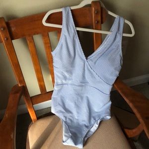 Lands’ End Pin-Stripe One-Piece Swimsuit